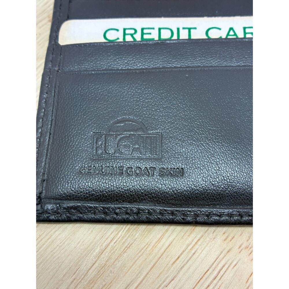 Vintage Bugatti Genuine Goatskin Leather Bifold Wallet Brown w/ Box 1990s